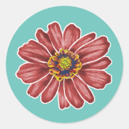 Pegatina Redonda Flor zinnia