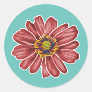 Pegatina Redonda Flor zinnia