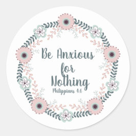 Pegatina Redonda Flora blanca rosa Floral bíblica cristiana verso