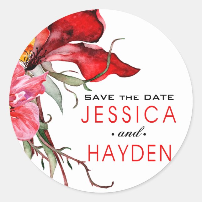 Pegatina Redonda Flora Botánica Negrita Flores acuáticas (Anverso)