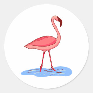 Pegatina Redonda Flora Flamingo