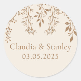 Pegatina Redonda Floración colgante Foliage cálido Romántico Boho E