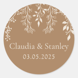 Pegatina Redonda Floración colgante Foliage cálido Romántico Boho E