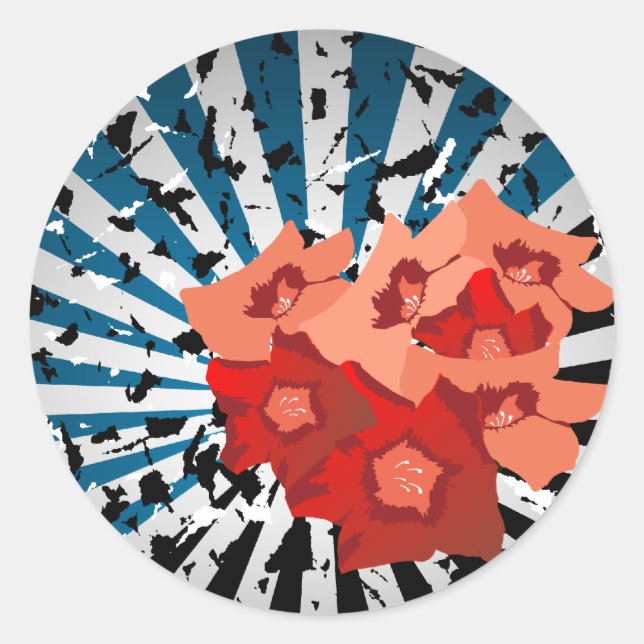 Pegatina Redonda Floral (Anverso)