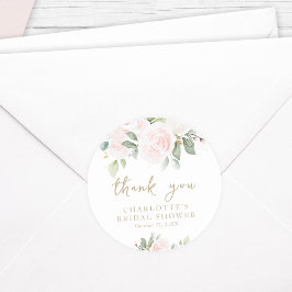 Pegatina Redonda Floral acuarela Oro Gracias Ducha Británica