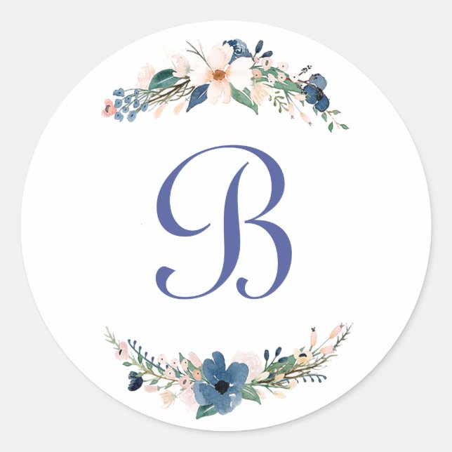Pegatina Redonda Floral acuarela personalizada (Anverso)
