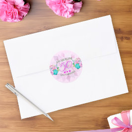 Pegatina Redonda Floral acuática 50 y fabulosa