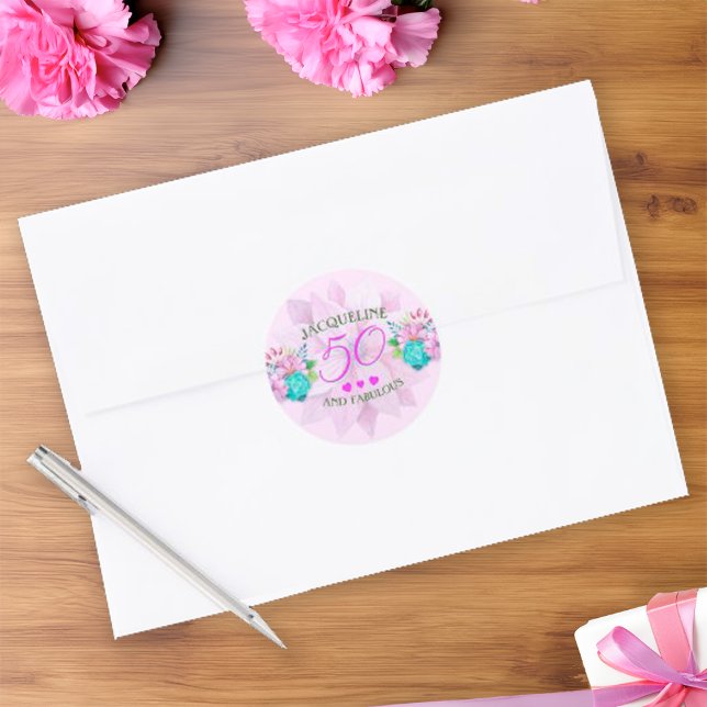 Pegatina Redonda Floral acuática 50 y fabulosa (Subido por el creador)