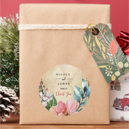 Pegatina Redonda Floral acuática de aspecto rústico