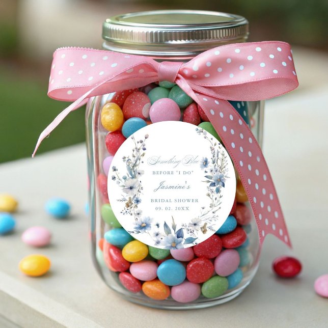 Pegatina Redonda Floral Algo azul antes de hacer ducha de novia (Subido por el creador)