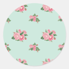 Pegatina Redonda Floral azul de huevo de pato