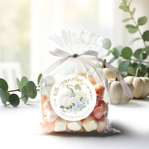 Pegatina Redonda Floral azul Pequeña Calabaza Caída Baby Shower