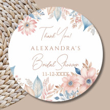 Floral azul rosa Boho Moda Bridal Shower Gracias