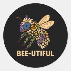 Pegatina Redonda Floral Bee Fusion Bee-Utiful