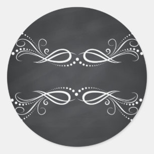 Pegatina Redonda Floral Blank Faux Chalkboard Curvas Personalizar