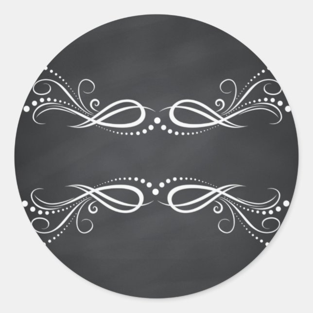 Pegatina Redonda Floral Blank Faux Chalkboard Curvas Personalizar (Anverso)