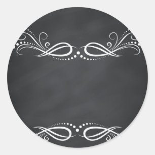Pegatina Redonda Floral Blank Faux Chalkboard Curvas Personalizar