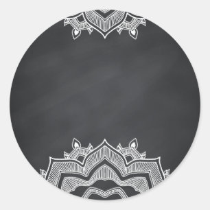 Pegatina Redonda Floral Blank Faux Chalkboard Curvas Personalizar