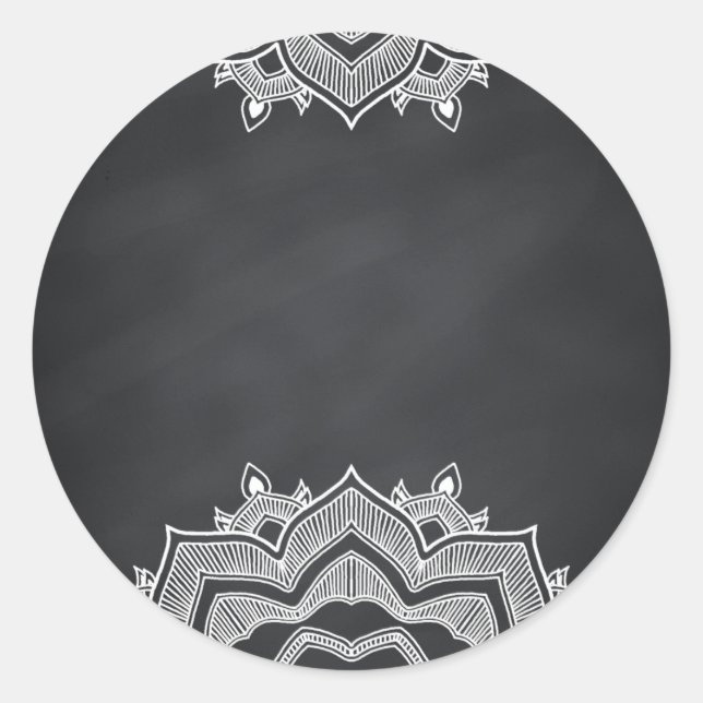 Pegatina Redonda Floral Blank Faux Chalkboard Curvas Personalizar (Anverso)