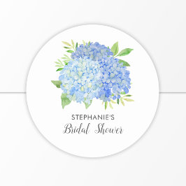 Pegatina Redonda Floral Blue Hydrangea Bouquet Briquet Shower