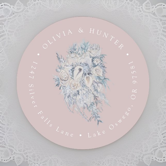 Pegatina Redonda Floral Bouquet Boda Pareja Nombres Dirección de de (Subido por el creador)