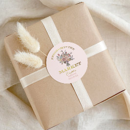 Pegatina Redonda Floral Bouquet Fresh off the Market Bridal Shower