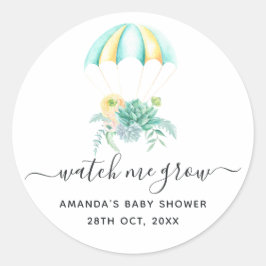 Pegatina Redonda Floral Bouquet Parachute Baby Shower
