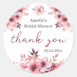 Pegatina Redonda Floral Bridal Shower