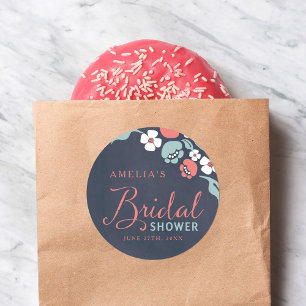 Pegatina Redonda Floral Bridal Shower