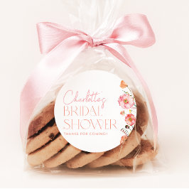 Pegatina Redonda Floral Bridal Shower Wildflower Poppies Favor