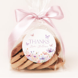 Pegatina Redonda Floral Butterfly Pastel Bridal Shower Favor 