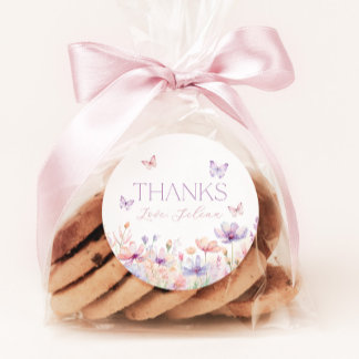 Pegatina Redonda Floral Butterfly Pastel Bridal Shower Favor 