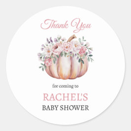 Pegatina Redonda Floral Calabaza Caída Gracias