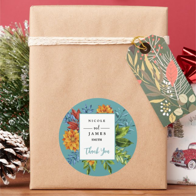 Pegatina Redonda Floral colorida moderna (Vacaciones)