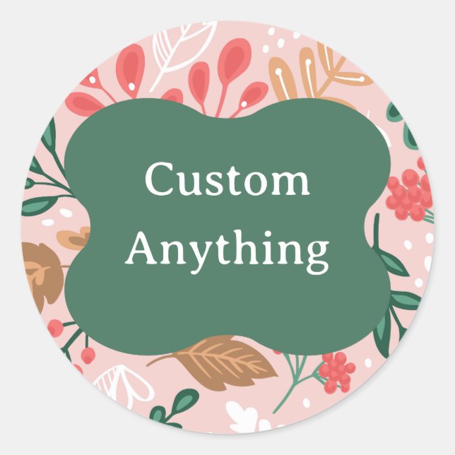 Pegatina Redonda Floral Customizable (Anverso)