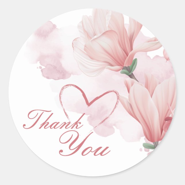 Pegatina Redonda Floral de acuarela romántica (Anverso)