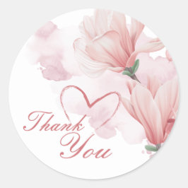 Pegatina Redonda Floral de acuarela romántica