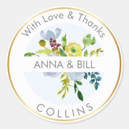 Pegatina Redonda Floral de color de agua de PixDezines/Ranunculus/G