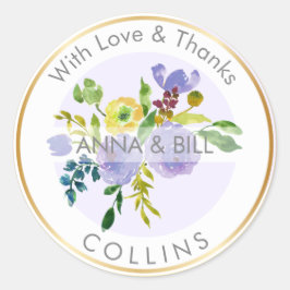 Pegatina Redonda Floral de color de agua de PixDezines/Ranunculus/G