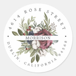 Pegatina Redonda Floral de invierno | Dirección de devolución botán