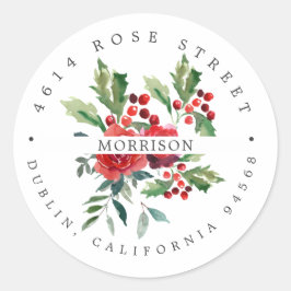 Pegatina Redonda Floral de invierno | Dirección de devolución botán