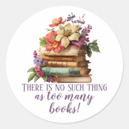 Pegatina Redonda Floral de libros de Lover