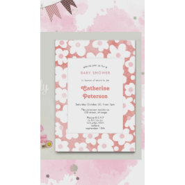 Pegatina Redonda Floral de margarita rosa retro moderna
