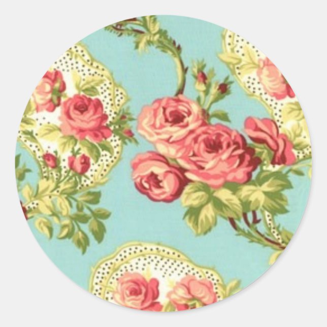 Pegatina Redonda Floral de moda (Anverso)
