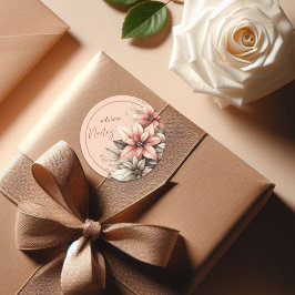 Pegatina Redonda Floral de Personalizable delgado