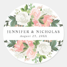 Pegatina Redonda Floral de primavera de Rubor | BODA