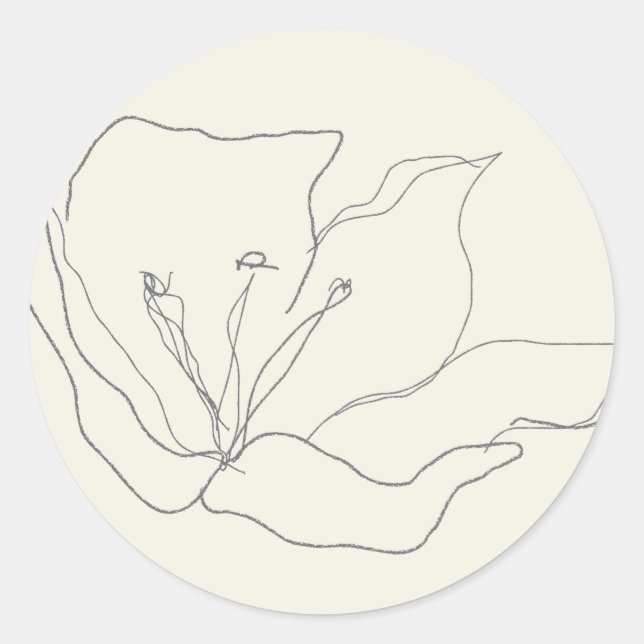 Pegatina Redonda Floral Delicada De Huevos Blandos Modernos (Anverso)