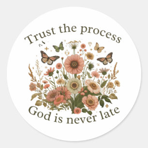 Pegatina Redonda Floral design with butterflies – Christian quote “