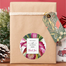 Pegatina Redonda Floral elegante tigre Lily