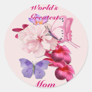 Pegatina Redonda Floral exótico para la mamá